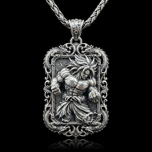 Broly-hänge - Animehalsband i 925 sterlingsilver, handgjort