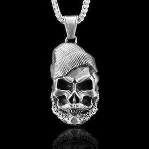 Pendentif tête de mort en argent sterling 925 : breloque motard gothique