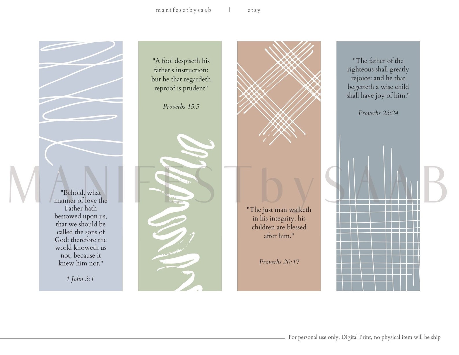 Printable Bookmarks KJV Bible Verse Christian Bookmark Set - Etsy