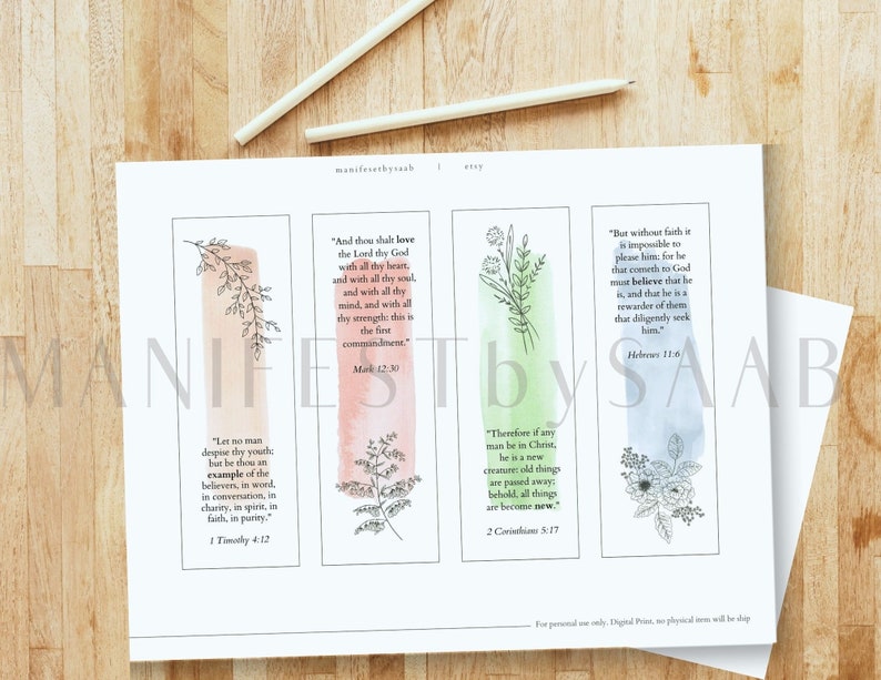 Printable Bookmarks KJV Bible Verse Christian Bookmarks Set of 4 Printable Bookmarks KJV Bible Verse Christian Bookmarks Set of 4