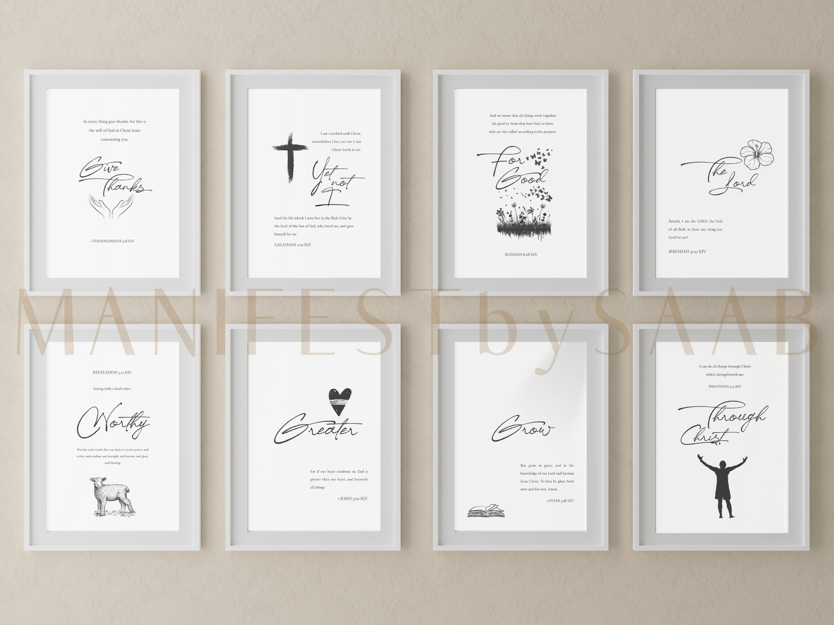 Minimalist KJV Bible Verse Print Set Printable Scripture 20 - Etsy