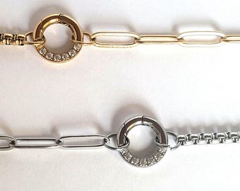Split Chain Charm Holder Necklace | 18K Gold PVD | loss mom gift | grief gift