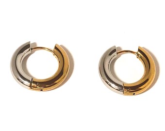 Mixed Metal Huggie Earrings, Light & Dark Collection, hoop earrings