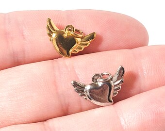Heart With Angel Wings Charm