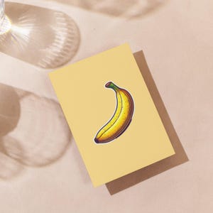 Vintage Bananen-Grußkarte - innen leer mit Umschlag - Retro-Obst-Illustration