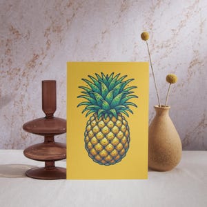 Ananas Grußkarte - Innenseite blanko mit Umschlag - Tropische Früchte Illustration