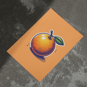 Carte de voeux orange rétro - Intérieur vierge avec enveloppe - Illustration d'agrumes