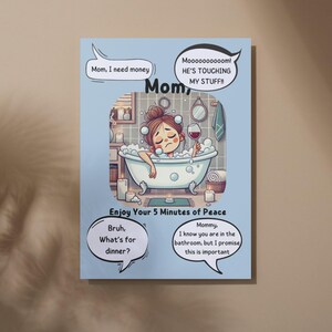 Carte maman amusante - 5 minutes de paix - humour pour la fête des mères - carte vie de maman
