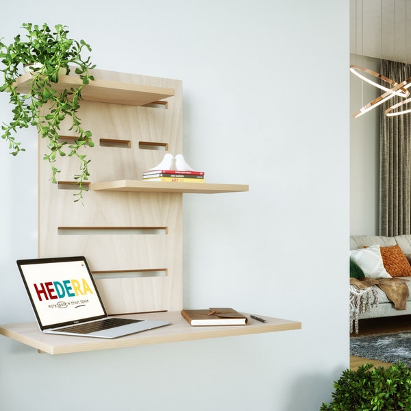 HÉDÉRA | Smart Standing Desk - bureau mural peu encombrant configurable pour le travail intelligent, les études, etc.