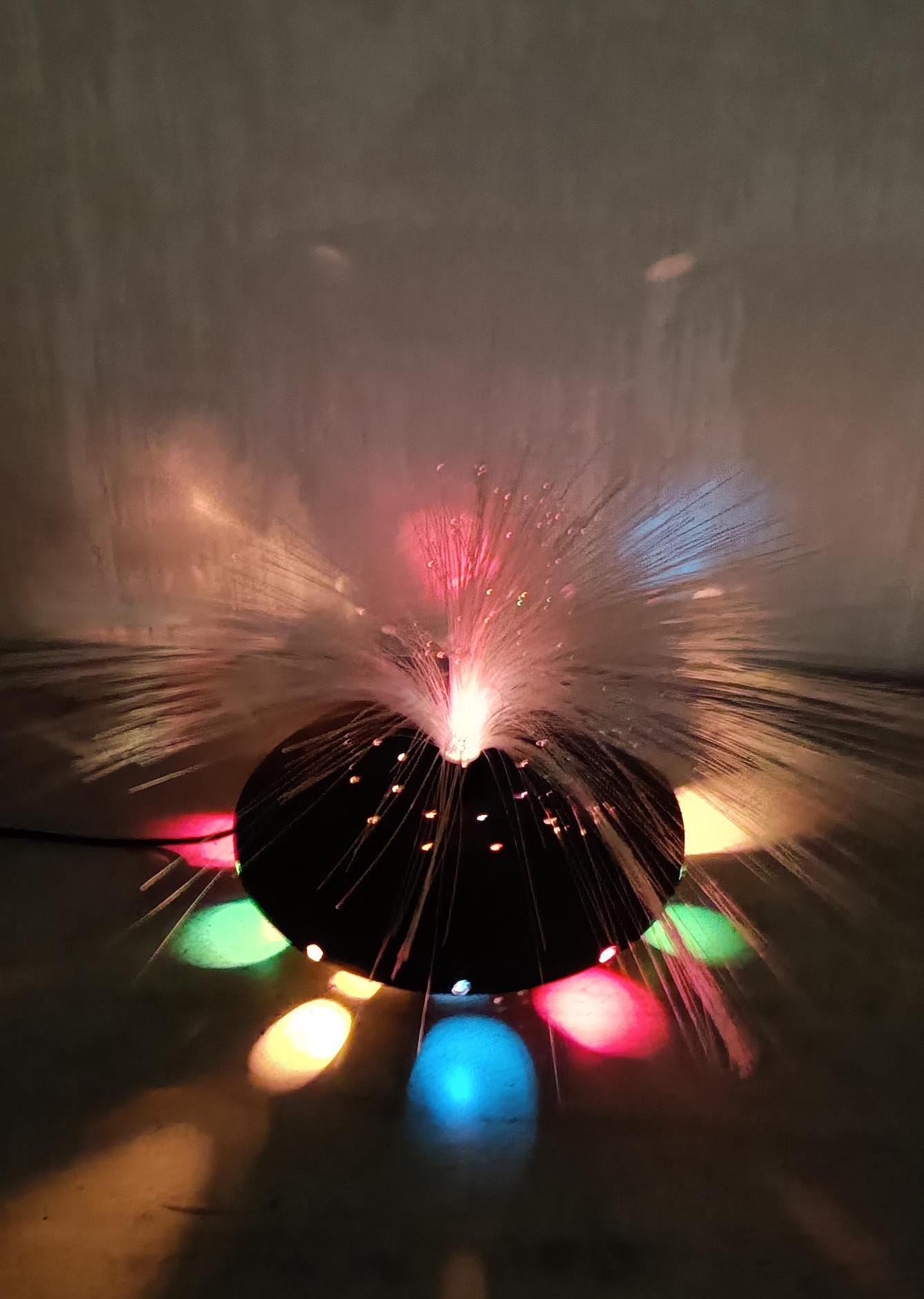 Vintage 80s Fiber Optic UFO Lamp: Space Age Color Wheel Night