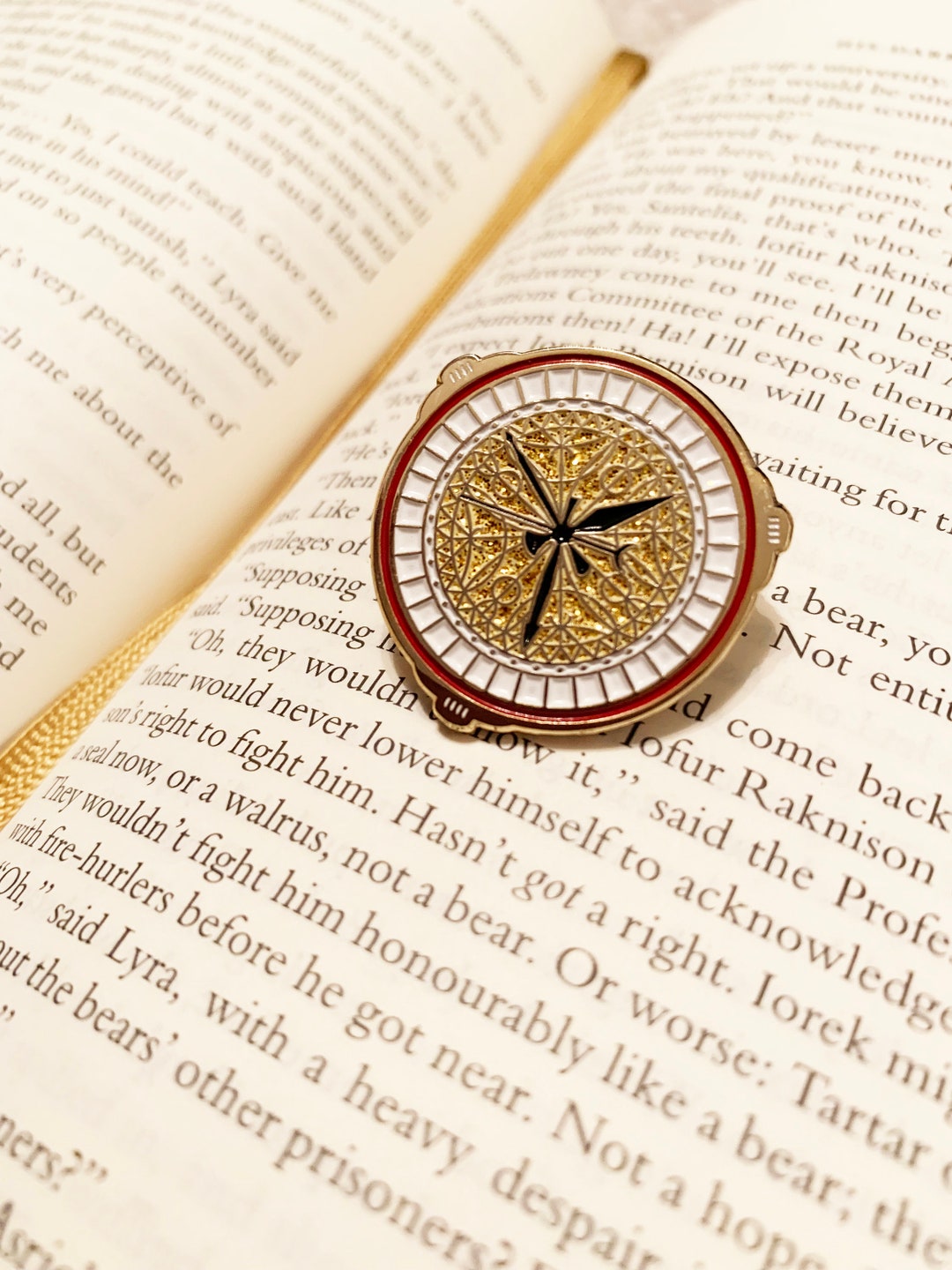 Alethiometer Enamel Pin Badge - His Dark Materials Golden Compass - Etsy