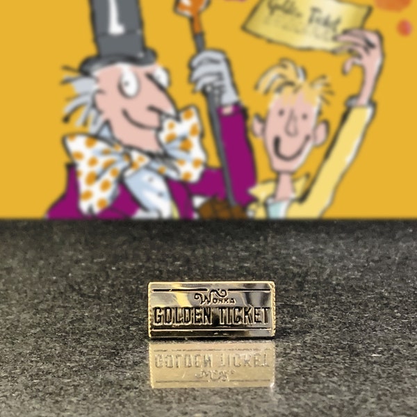 Willy Wonka Golden Ticket Chocolate Bar Enamel Pin, Charlie and the Chocolate Factory