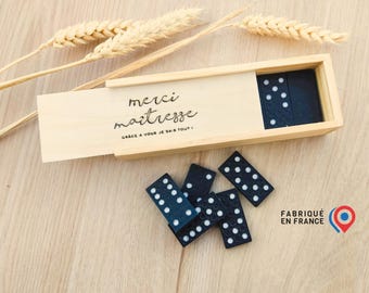Boite de dominos à personnaliser - Maitresse - ATSEM - Cadeau - Enfant - Jeux - Nounou