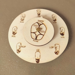 Outil de position fœtale en bois  pour sages-femmes, étudiantes, doula. Présentation par la tête ou en siège. Diamètre 11.5cm ou 8cm