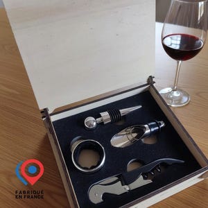 Aanpasbare houten sommelierset - kurkentrekker - wijnfles - Verjaardag - AVG - Vader - Vrienden