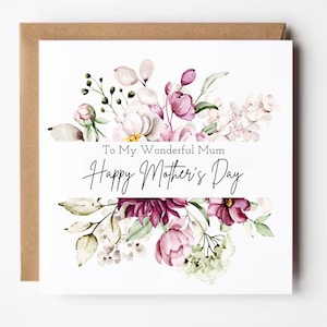 Biglietto per la festa della mamma, Biglietto per la festa della mamma con peonie acquarellate floreali, Biglietto per la mamma, Regalo per la festa della mamma, Biglietto per la festa della mamma floreale