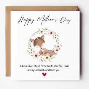 Tarjeta del día de la madre, tarjeta del día de la madre feliz de la hija, regalo del día de la madre, tarjeta del día de la madre para mamá, regalos para el día de la madre, ciervo y cervatillo