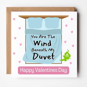 Carte de Saint-Valentin drôle, vous êtes le vent sous ma couette, cadeau de Saint-Valentin pour elle pour lui, carte de blague pet drôle, carte personnalisée