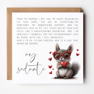 À mon âme soeur, carte d'anniversaire pour mari, femme, anniversaire de mariage, carte d'anniversaire romantique, carte de Saint Valentin, carte romantique, amour