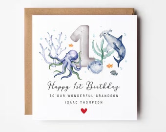 Personalized Under the Sea Birthday Card: Ocean Animals