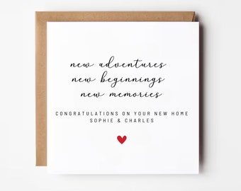 Personalised New Home Card - New Memories, New Adventures, New Home Card, Housewarming Gift, Moving Card, First Home Card, Personalised Card