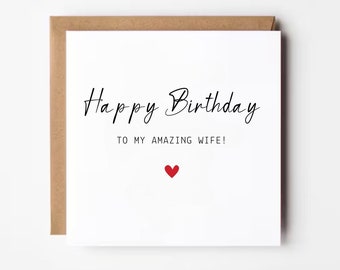 Romantic Birthday Card For Wife: Simple Design, Kraft Envelope