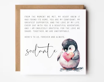 To My Soulmate, Anniversary Card For Husband, Wife, Wedding Anniversary, Romantic Anniversary Card, Valentines Day Card, Romantic Card, Love