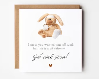 4205 Left Hand Get Well Soon Card A Brown Bear Can Be Personalised