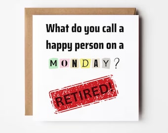 Carte de départ en retraite amusante, Carte de départ en retraite le lundi, Félicitations pour avoir quitté votre travail, Cadeau de départ en retraite, Carte personnalisée