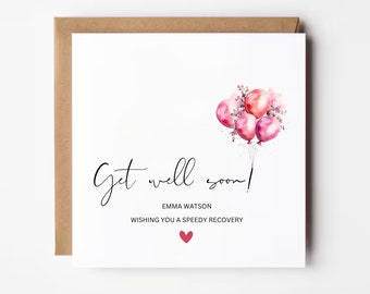 Get Well Soon Card, Personalised Thinking of You Card, Feel Better Soon Greeting Card, Recovery Wishes, Encouragement Card, Sympathy Gifts