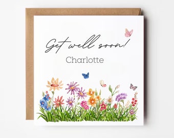 Personalisierte Blumen Gute-Laune-Karte, schnelle Genesung Ermutigungskarte für Freund, Unterstützungskarte, sich besser fühlen, Karte denken an Sie