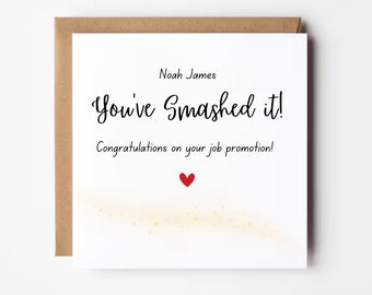 Carte personnalisée de promotion d'emploi, carte de félicitations, carte pour bravo, carte de chance, carte de départ pour collègue, carte pour meilleure promotion au travail