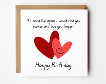 Romantic Birthday Card For Husband, Wife, Boyfriend, Girlfriend, Partner, Fiancé, Love Card, Romantic Card, Heart Card For Someone Special