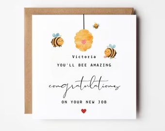 Vous serez incroyable, félicitations pour votre nouvel emploi, carte de nouvel emploi pour petite fille, jolie carte BEE, carte de départ pour collègue, carte pour meilleure amie au travail