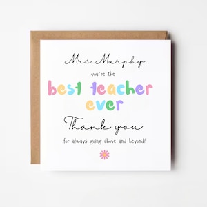 Personalised Teacher Thank You Card School Nursery Thank You Card End of Term Card For Teachers Teaching Assistant Card School Nursery