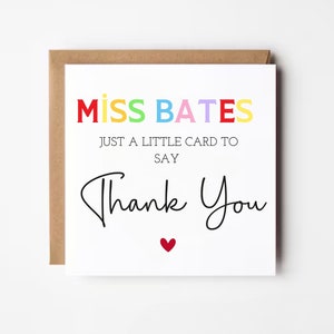 Carte de remerciement personnalisée pour enseignant, carte de remerciement pour chambre d'enfant, carte de remerciement arc-en-ciel pour enseignant, carte Just A Little, carte TA cadeau de fin d'année