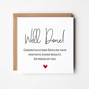 Bravo pour vos résultats d'examens, carte de félicitations, carte de résultats d'examen, carte de réussite à l'examen, résultats de niveau A, carte de résultats GCSE, carte de diplôme