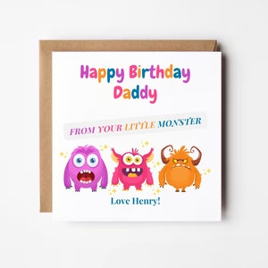 Personalisierte alles Gute zum Geburtstag Papa von Ihrem kleinen Monster, lustige Papa Geburtstagskarte, 1. Geburtstag als Papa, Papa Geburtstagsgeschenk, Papa Karte