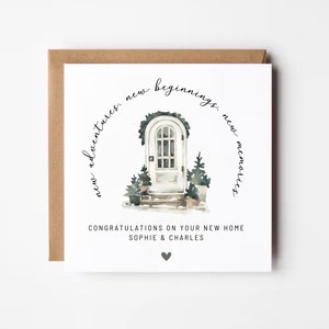 Tarjeta de nuevo hogar personalizada - Tarjeta de felicitación de nuevo hogar - Tarjeta de mudanza a casa - Tarjeta de bienvenida - Nuevo hogar, nuevas aventuras, nuevos recuerdos