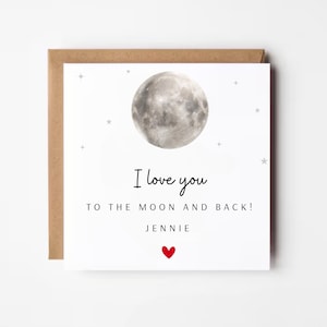 Ich liebe dich bis zum Mond und zurück, Romantische Valentinstag Karte Für Ihn, Für Sie, Mann Frau Jubiläumskarte, Freundin Liebeskarte