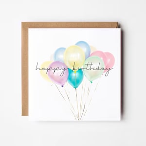 Tarjeta de cumpleaños simple para un amigo, tarjeta de feliz cumpleaños para el hermano, tarjeta de cumpleaños para mamá, tarjeta de cumpleaños del globo, cumpleaños de los niños para ella