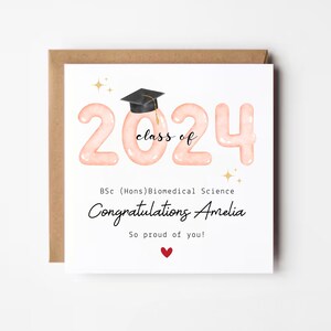 Gepersonaliseerde afstudeerkaart, gefeliciteerd met je afstudeerkaart, afstudeerkaart klas 2024, afstudeerkaart universiteit, afstuderen
