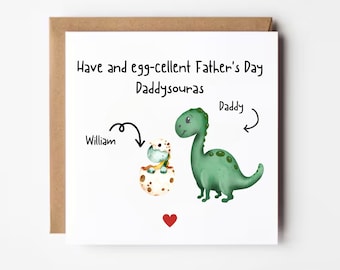 Personalised Father's Day Card, Father's Day Dinosaur Card, Babysaurus Fathers Day Card, Dino Fathers Day Card From Kids, For Dad, For Him