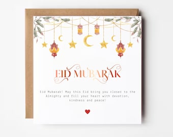 Personalized Eid Mubarak Card, Eid Card For Friend, Muslim Celebration Gift, Custom Eid Card for Parents, Festive  Arabic Style Greeting
