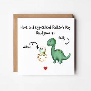 Personalisierte Vatertagskarte, Vatertags-Dinosaurier-Karte, Babysaurus-Vatertagskarte, Dino-Vatertagskarte von Kindern, für Papa, für ihn