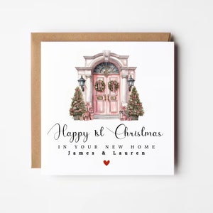 Personalisierte erste Weihnachten in Ihrem neuen Zuhause Karte, 1. Weihnachten in Ihrem neuen Zuhause Karte, personalisierte Weihnachtsgrußkarte, Haustür