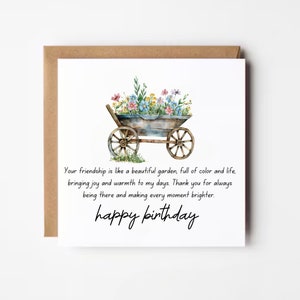 Carte d'anniversaire pour ami, joyeux anniversaire à un ami spécial, carte d'anniversaire florale pour ami, joyeux anniversaire à un ami, cadeaux d'anniversaire jardinage