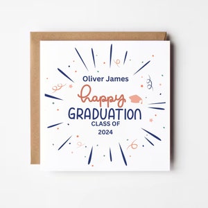 Tarjeta de graduación personalizada para la clase de 2024, Tarjeta de graduación feliz, Tarjeta de graduación para hijo hija, Tarjeta para graduado, Graduado universitario universitario