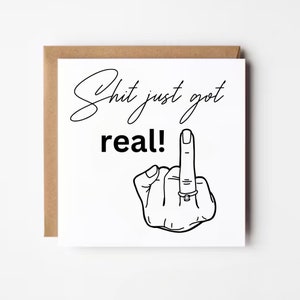 Cartão de noivado personalizado, merda acabou de ficar real, cartão de noivado para amigo, noivado de irmã, parabéns, você está noivo, parabéns