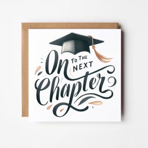 Cartão de formatura, cartão de graduação, para o próximo capítulo, cartão de conquista, cartão de formatura, graduação do ensino médio, formatura universitária